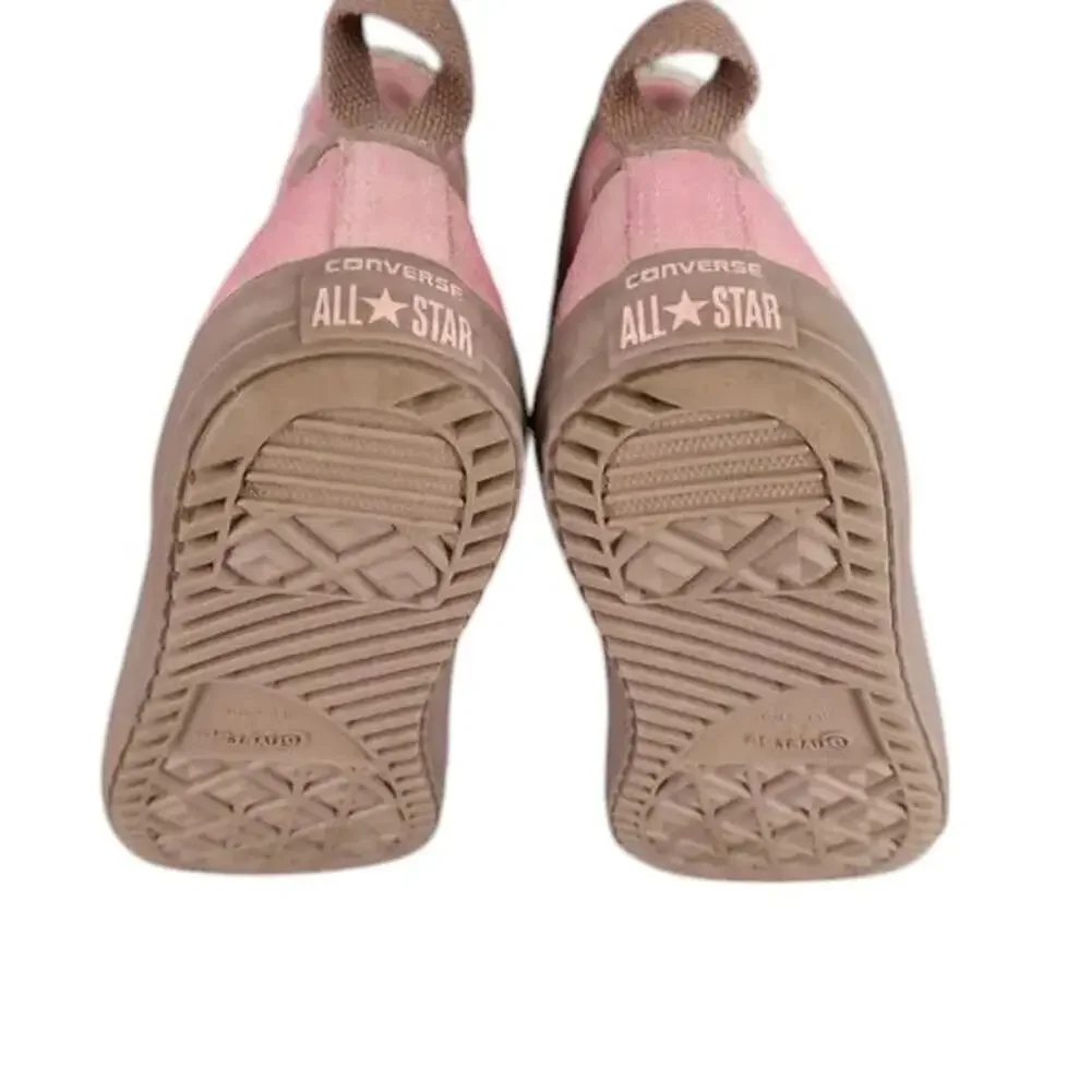 Converse Shoes Kids 6 Sneakers Chuck Taylor All Star Leather Faux Fur Pink Brown